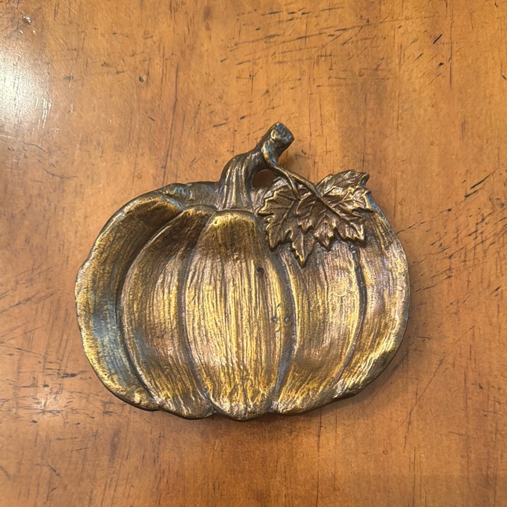 NWOT Bronze Gold Fall Pumpkin spoon rest